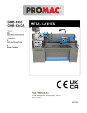 Promac GHB-1330-FT Operating Instructions Manual
