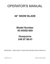 Husqvarna 45-04292-669 Operator's Manual