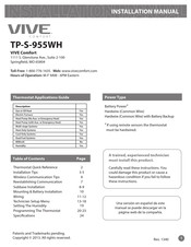 Vive Comfort TP-S-955WH Installation Manual