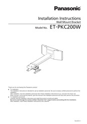 Panasonic ET-PKC200W Installation Instructions Manual