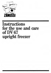 Zanussi DV 67 Instructions For The Use And Care