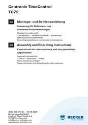 Centronic TimeControl TC52 Assembly And Operating Instructions Manual