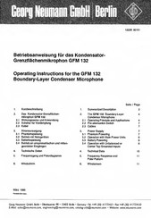 Georg Neumann GmbH GFM 132 Operating Instructions Manual