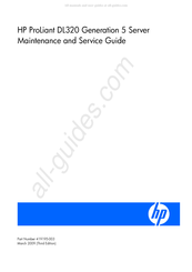 HP ProLiant DL320 Generation 5 Maintenance And Service Manual