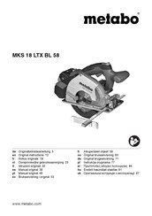 Metabo MKS 18 LTX BL 58 Original Instructions Manual