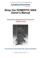 Shop-Vac DOMESTIC 500A Owner's Manual