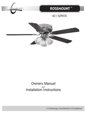 CONCORD ROSEMOUNT 42RO5 Owner's Manual And Installation Instructions