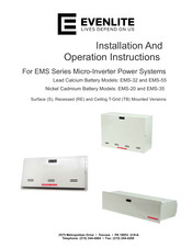 Evenlite EMS-20 Installation And Operation Instruction Manual