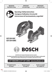 Bosch GST18V-60BC Operating/Safety Instructions Manual