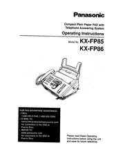 Panasonic KX-FP86 Operating Instructions Manual