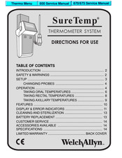 Welch Allyn SureTemp Directions For Use Manual