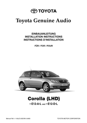 Toyota Corolla LHD 2002 Installation Instructions Manual