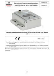 Camozzi CPU ETHERNET-IP CX04 Operation & Maintenance Instructions Manual