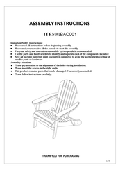 Saint Birch BAC001 Assembly Instructions Manual