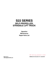 Big Lift Big Joe S22 Series Operation, Maintenance, Repair Parts