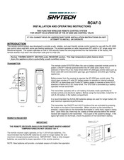 Skytech RCAF-3TX Installation And Operating Instructions