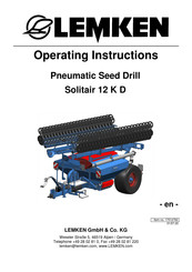 LEMKEN Solitair 12 K D Operating Instructions Manual