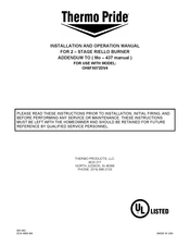 Thermo Pride OH6FX072DV4 Installation And Operation Manual