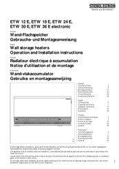 STIEBEL ELTRON ETW 30 E electronic Operation And Installation Instructions Manual