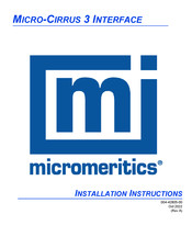 Micromeritics MICRO-CIRRUS 3 Installation Instructions Manual