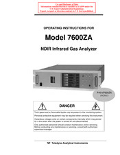 Teledyne Analytical Instruments 7600ZA Operating Instructions Manual