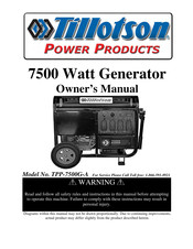 TILLOTSON TPP-7500G-A Owner's Manual