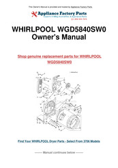 Whirlpool WGD5840SW0 Use & Care Manual
