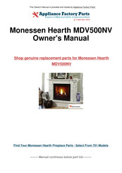 Monessen Hearth Direct Vent Gas Fireplace MDV500 Installation & Operating Instructions Manual