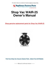 Shop-Vac WAIR-25 User Manual