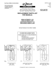 Zoeller E268 NONAUTOMATIC 230V Replacement Parts List Manual