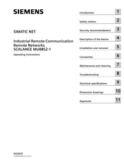 Siemens SIMATIC NET SCALANCE MUB852-1 Operating Instructions Manual