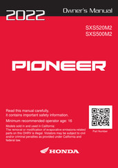 Honda PIONEER SXS500M2 2022 Owner's Manual