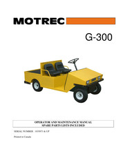 Motrec G-300 Operator And  Maintenance Manual