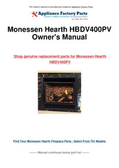 Monessen Hearth HBDV400PV Installation And Operating Instructions Manual
