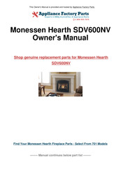 Monessen Hearth SDV600NV Installation And Operating Instructions Manual