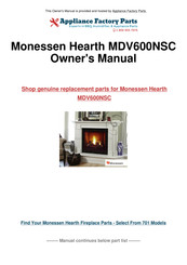 Monessen Hearth Direct Vent Gas Fireplace MDV500 Installation & Operating Instructions Manual