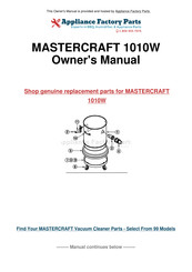 MasterCraft 1010W Safety, Operation & Maintenance Manual/Parts List