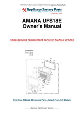 Amana MENUMASTER UFS18E Service Manual