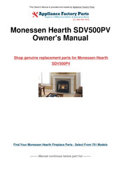 Monessen Hearth SDV Series Installation And Operating Instructions Manual