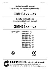 GREISINGER electronic GMH3110-ex Supplement To User’s Manual