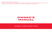 Honda CRF125FB 2024 Owner's Manual