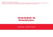 Honda CRF110F 2024 Owner's Manual