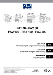 Adam Pumps PA1 70 Translation Of Original Instructions
