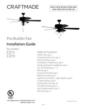 Craftmade Pro Builder Fan C211 Installation Manual
