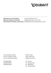 DURAVIT CE5000010U Series Mounting And Care Instructions
