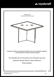 Royalcraft NEVADA 4 SEATER CUBE TABLE Assembly Instructions Manual