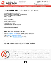 Axis 0418-001 Installation Manual