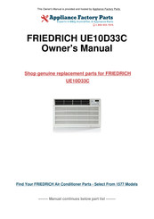 Friedrich Uni-Fit UE10D33C Installation & Operation Manual