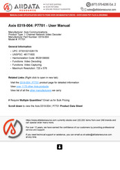 Axis 0319-004 User Manual