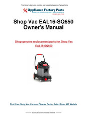 Shop-Vac EAL Series User Manual